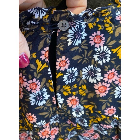 Loft Blouse Sz Large Peasant Boho Top Floral Pattern Ruffle Front Cottagecore - Picture 7 of 12